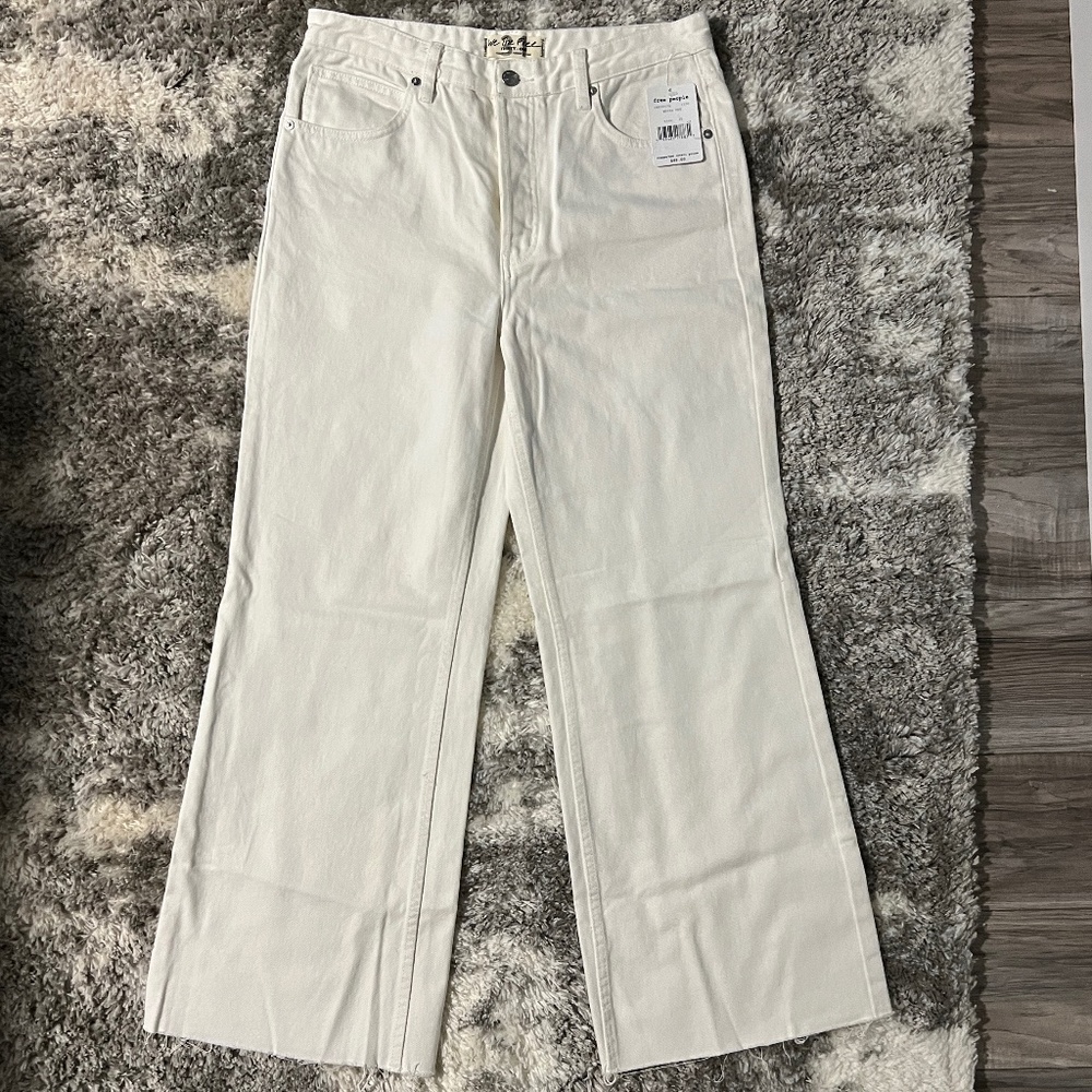 NWT We The Free by Free People White Out Jeans Button Fly Raw Hem